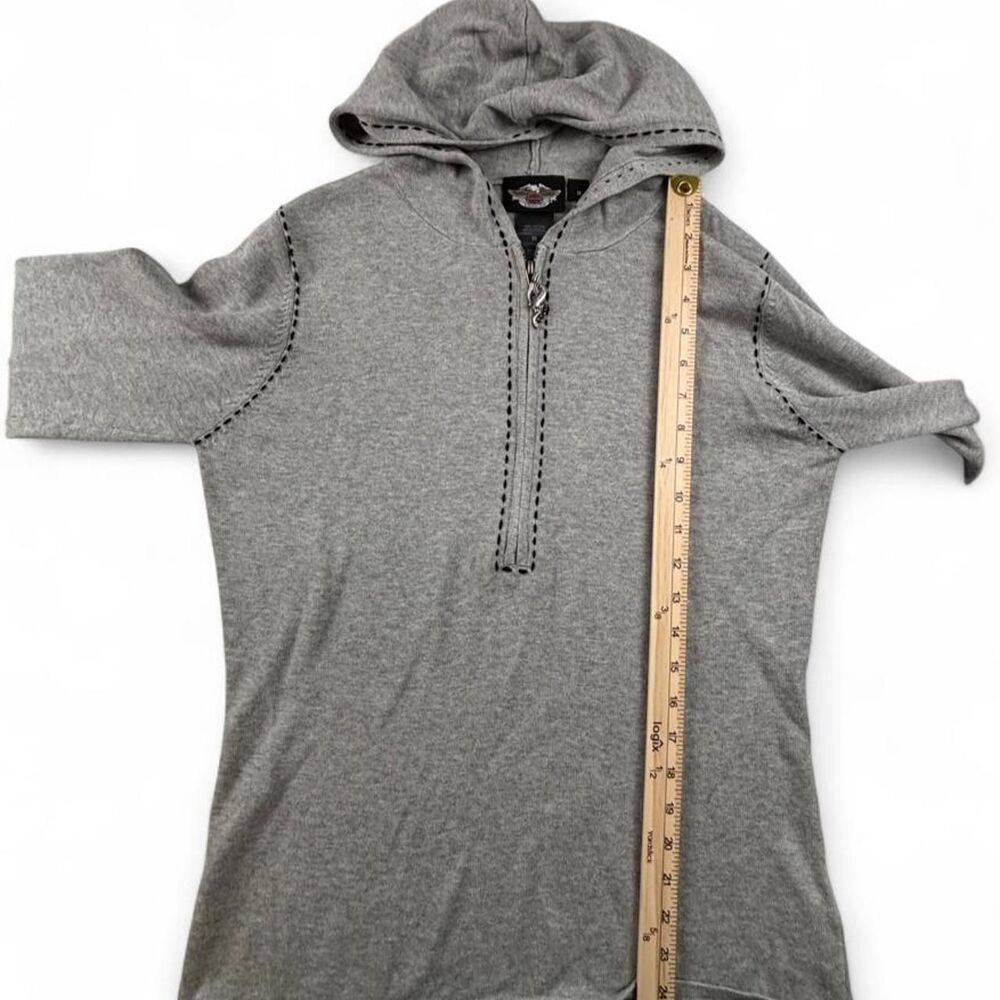 Harley-Davidson Gray Hooded Top Embroidered Sleeve Logo Women’s M - Picture 6 of 7